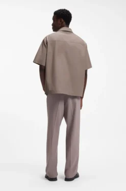 Oversized-fit shirt in paper-touch cotton