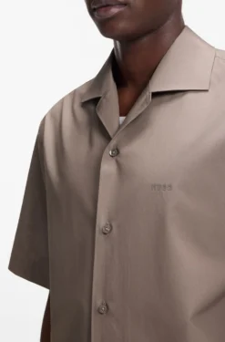 Oversized-fit shirt in paper-touch cotton