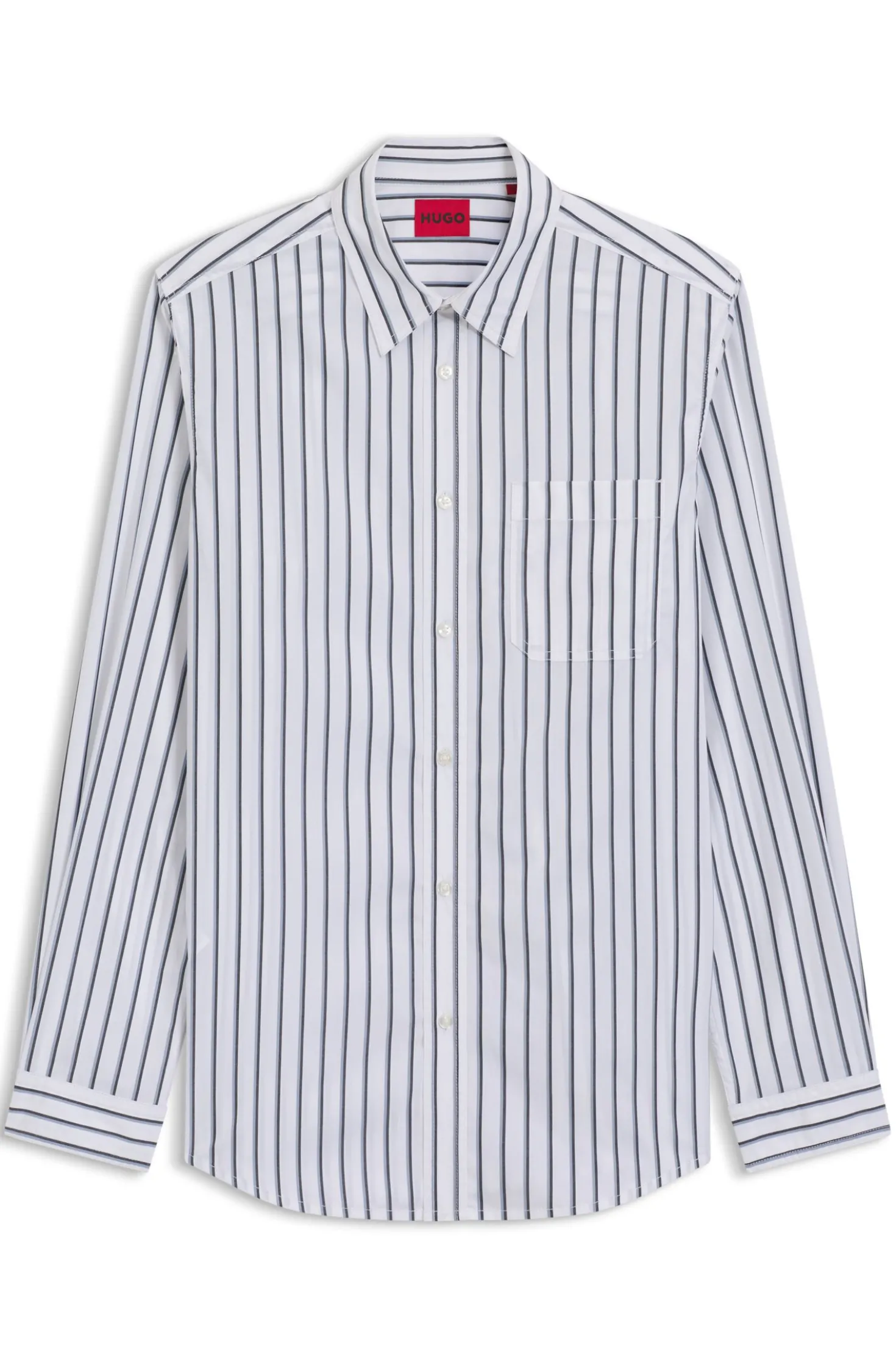 Oversized-fit shirt in striped cotton poplin