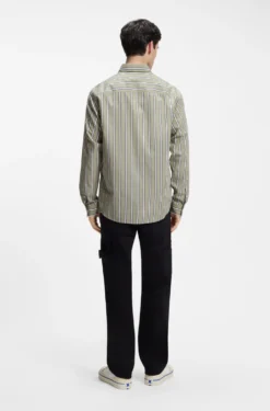 Oversized-fit shirt in striped cotton poplin