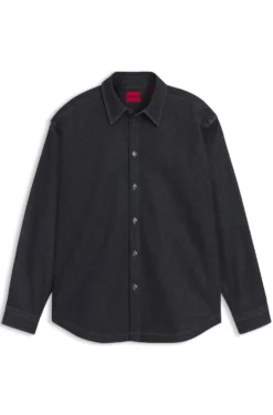 Oversized-fit shirt in weighty dark-blue denim
