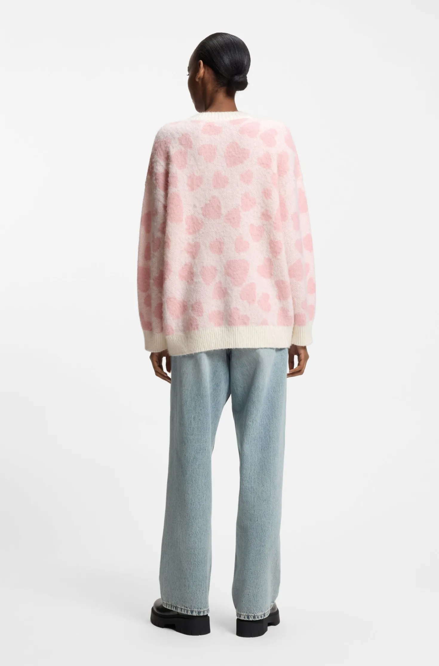 Oversized-fit sweater with heart jacquard