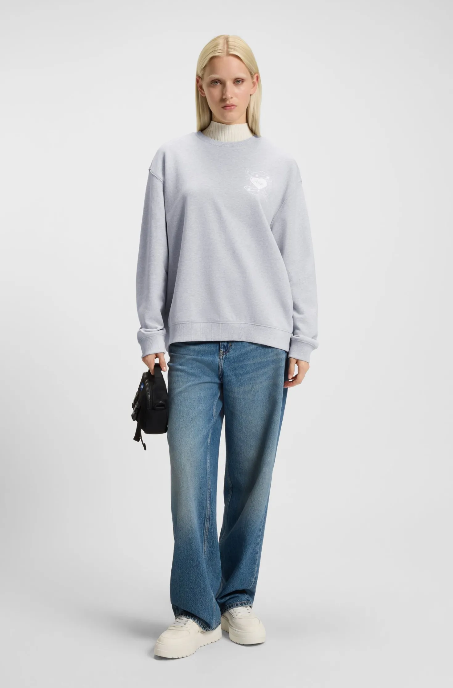 Oversized-fit sweatshirt in cotton terry with logo artwork