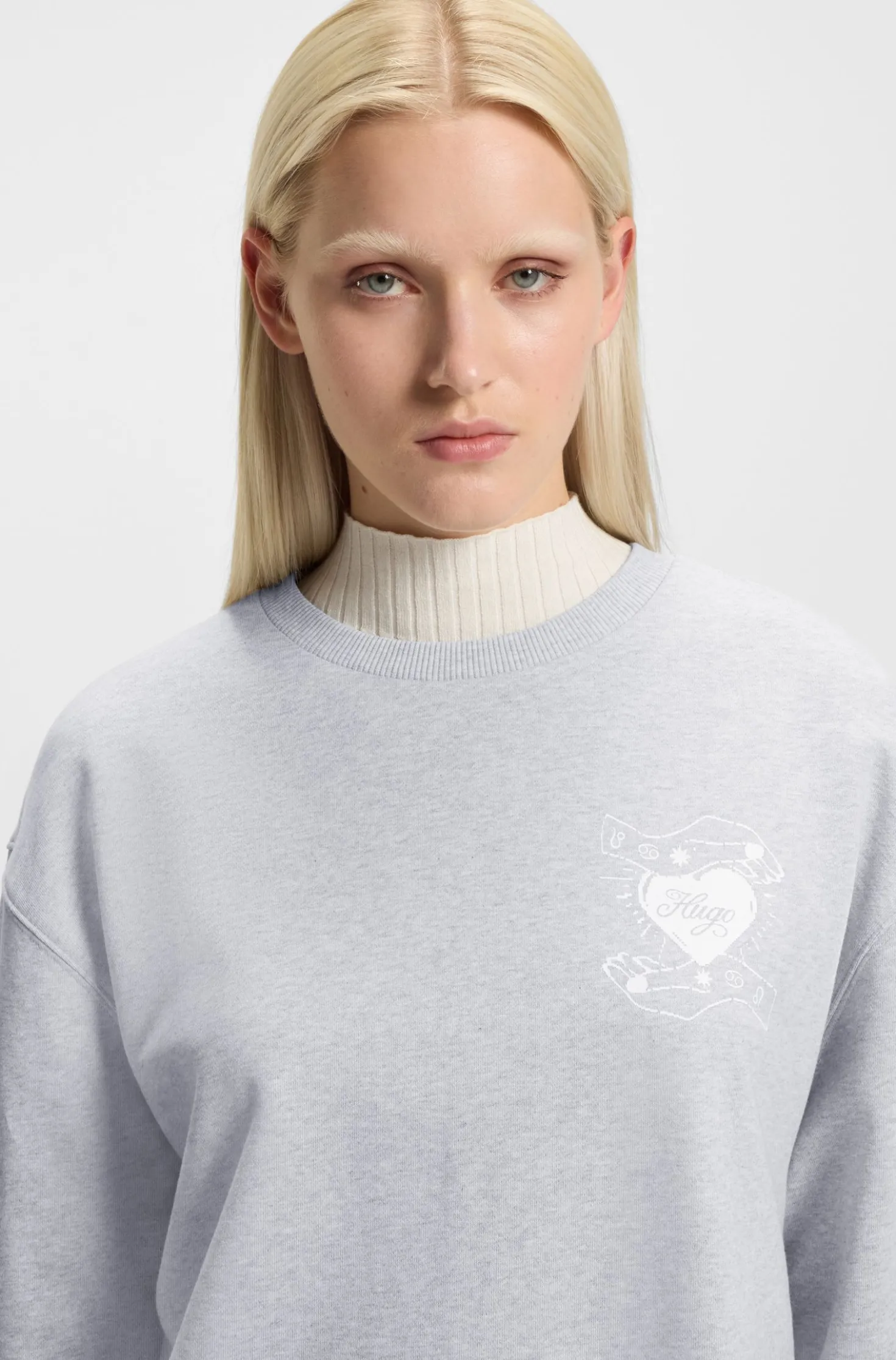 Oversized-fit sweatshirt in cotton terry with logo artwork