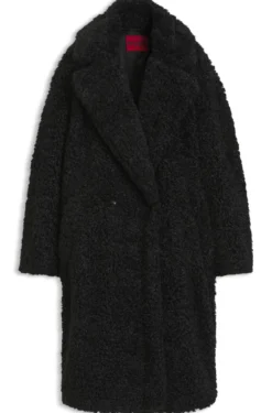 Oversized-fit teddy coat with double-breasted closure