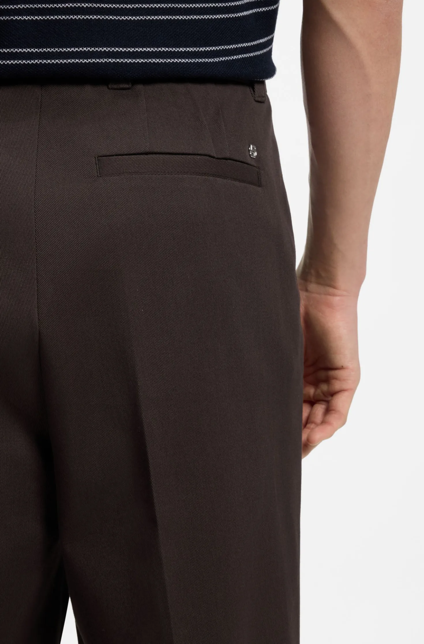 Oversized-fit trousers in stretch cotton with double pleats