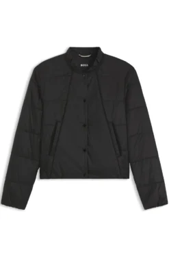 Packable jacket in lustrous water-repellent fabric