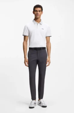 Paddy polo shirt in stretch cotton with moisture management