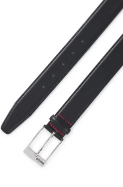 Patent-leather belt with red lining