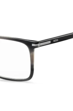 Patterned-acetate optical frames with silver-tone trims