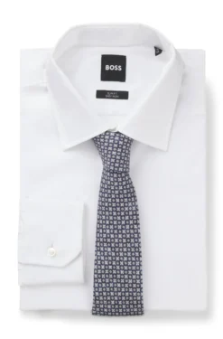 Patterned tie in cotton and wool