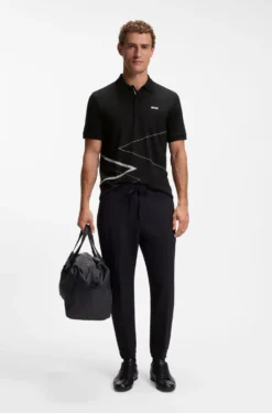 Pima-cotton polo shirt with placed print