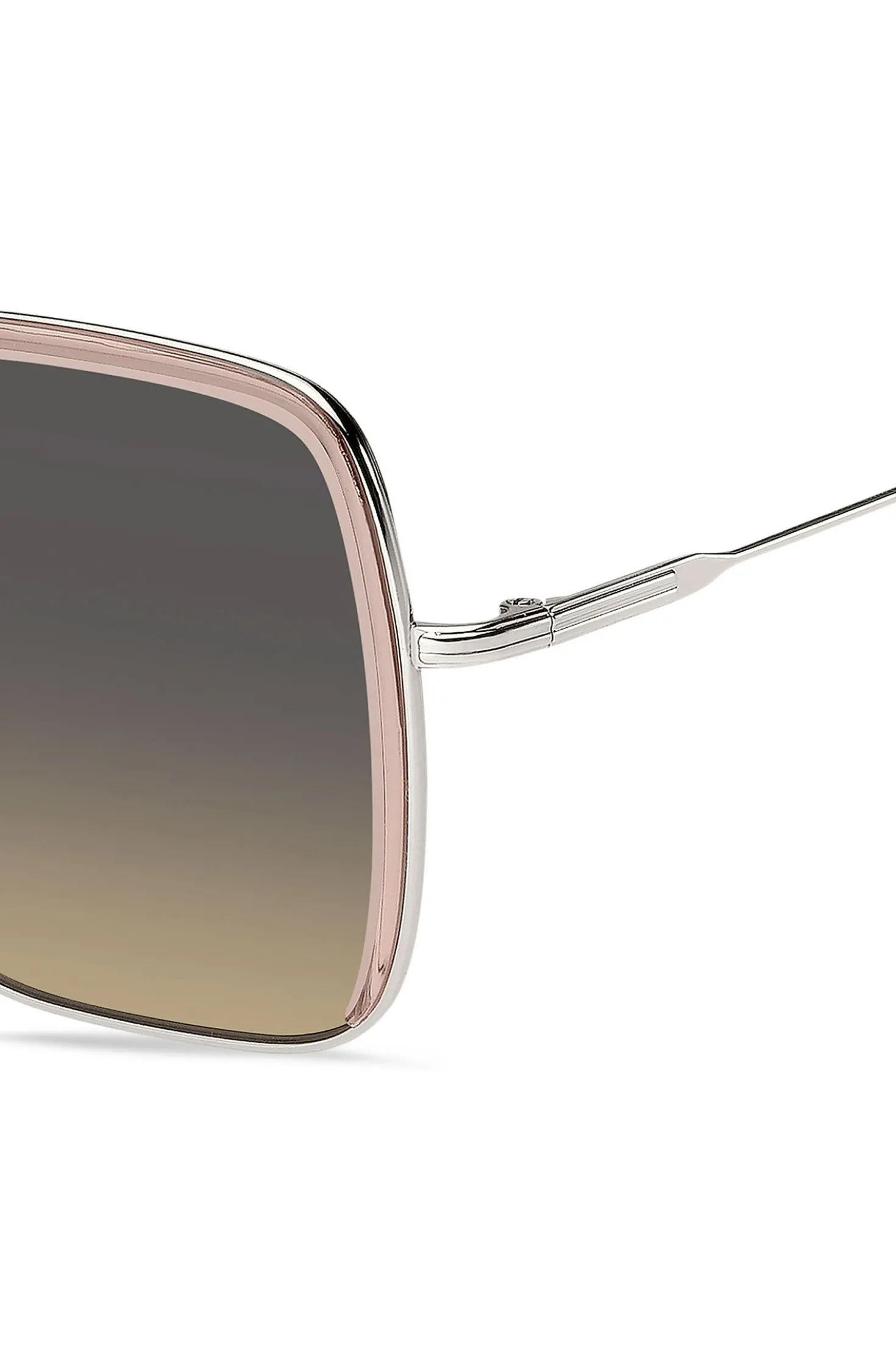 Pink-acetate sunglasses with silver-tone steel