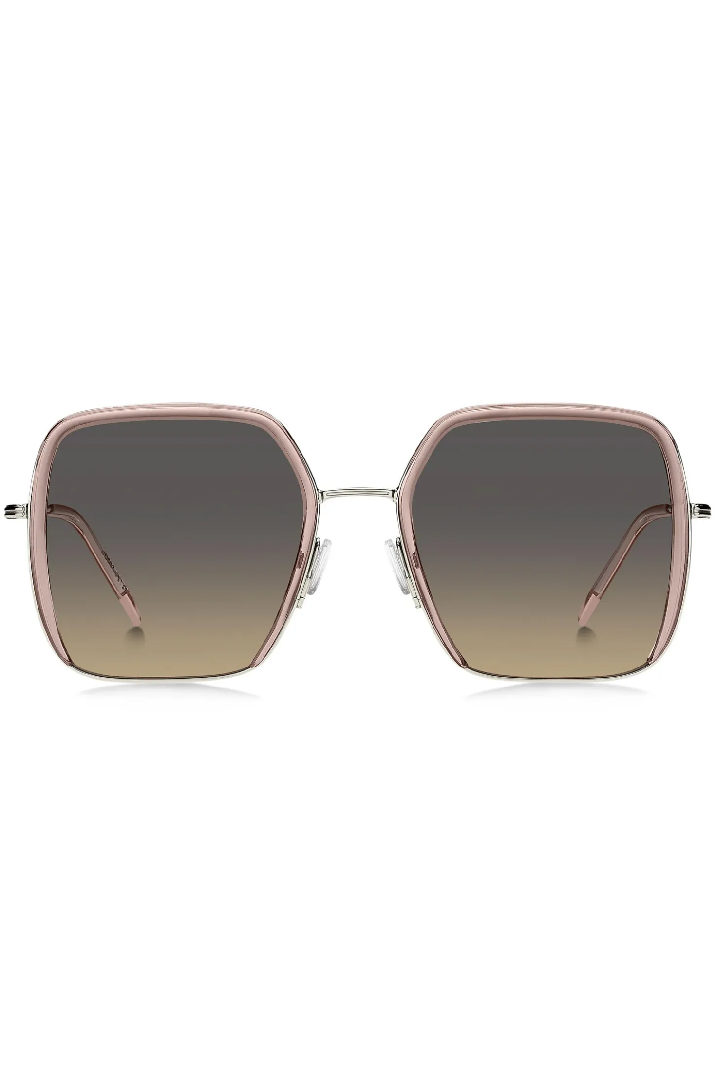 Pink-acetate sunglasses with silver-tone steel