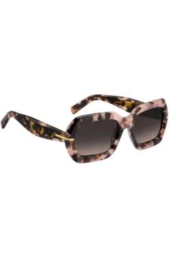 Pink-Havana sunglasses with gold-tone hinges