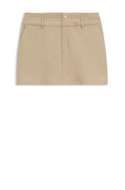 Pinstripe mini skirt with double waistband