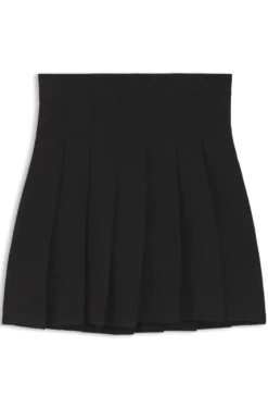 Pleated skirt in stretch cotton with integrated shorts