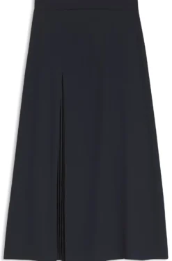 Pleat-front A-line midi skirt