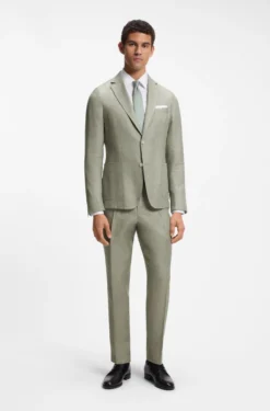 Pleat-front trousers in a linen blend