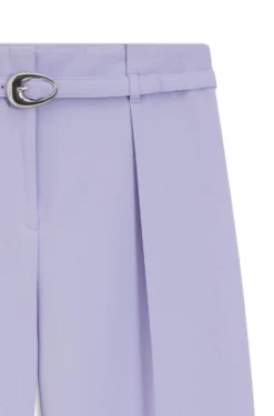 Pleat-front trousers with buckled belt