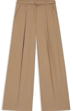Pleat-front trousers with buckled belt