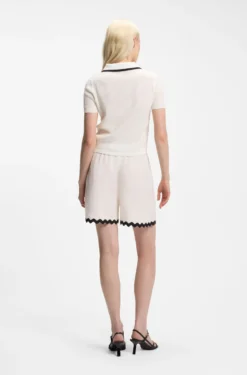 Pointelle-cotton sweater with scallop trim