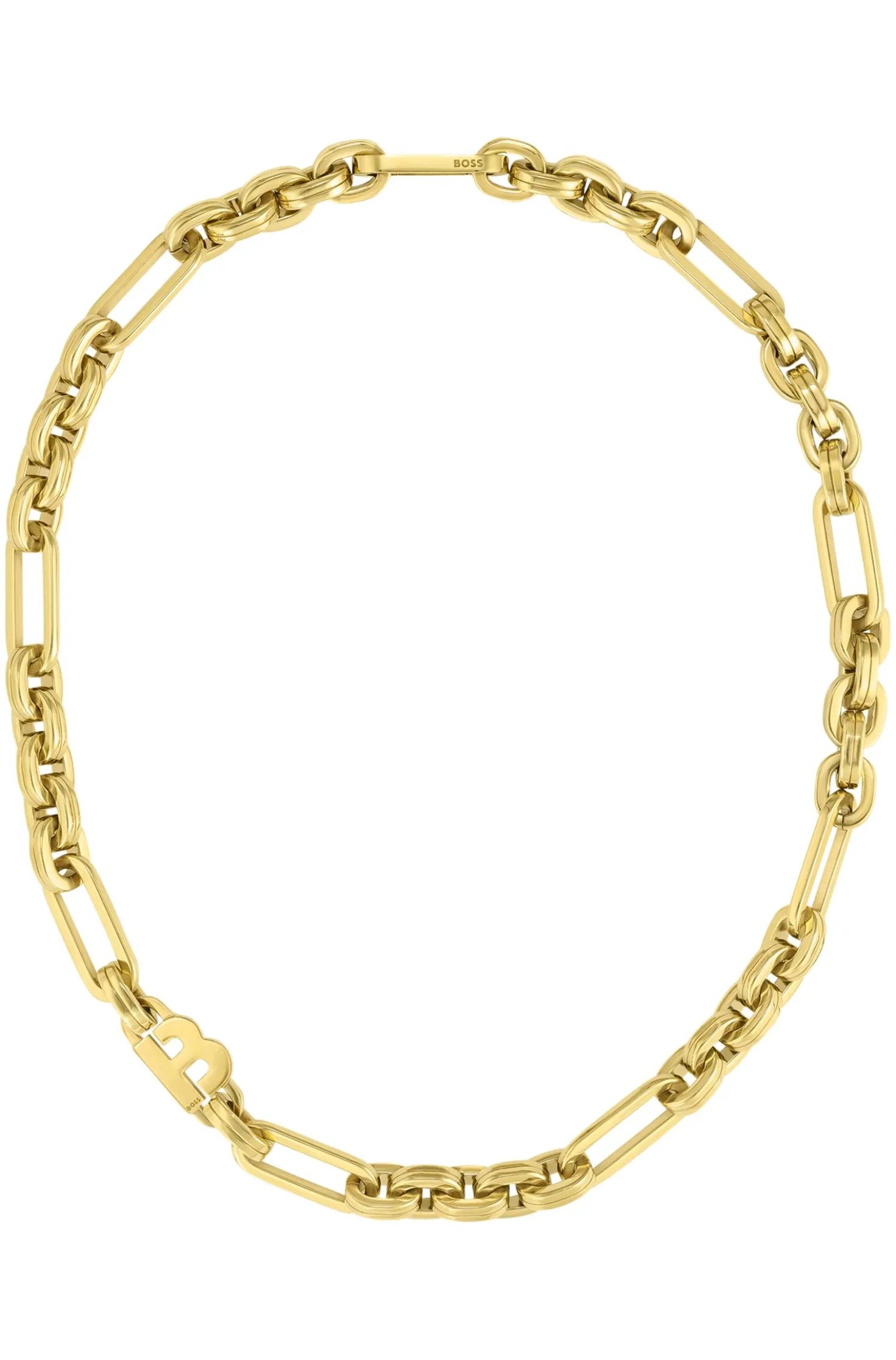 Polished-link necklace with monogram element