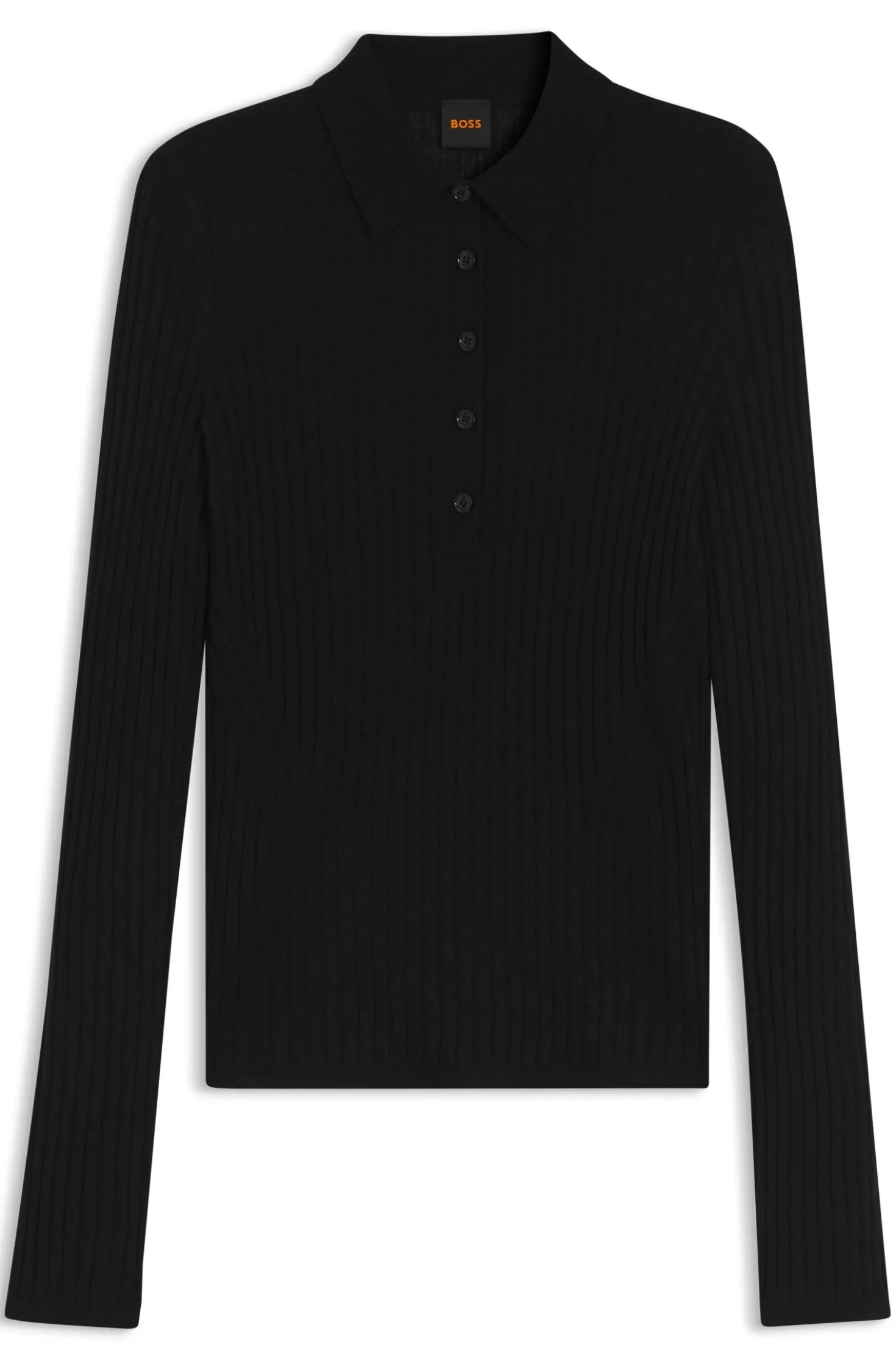 Polo-collar sweater in a sheer wool blend