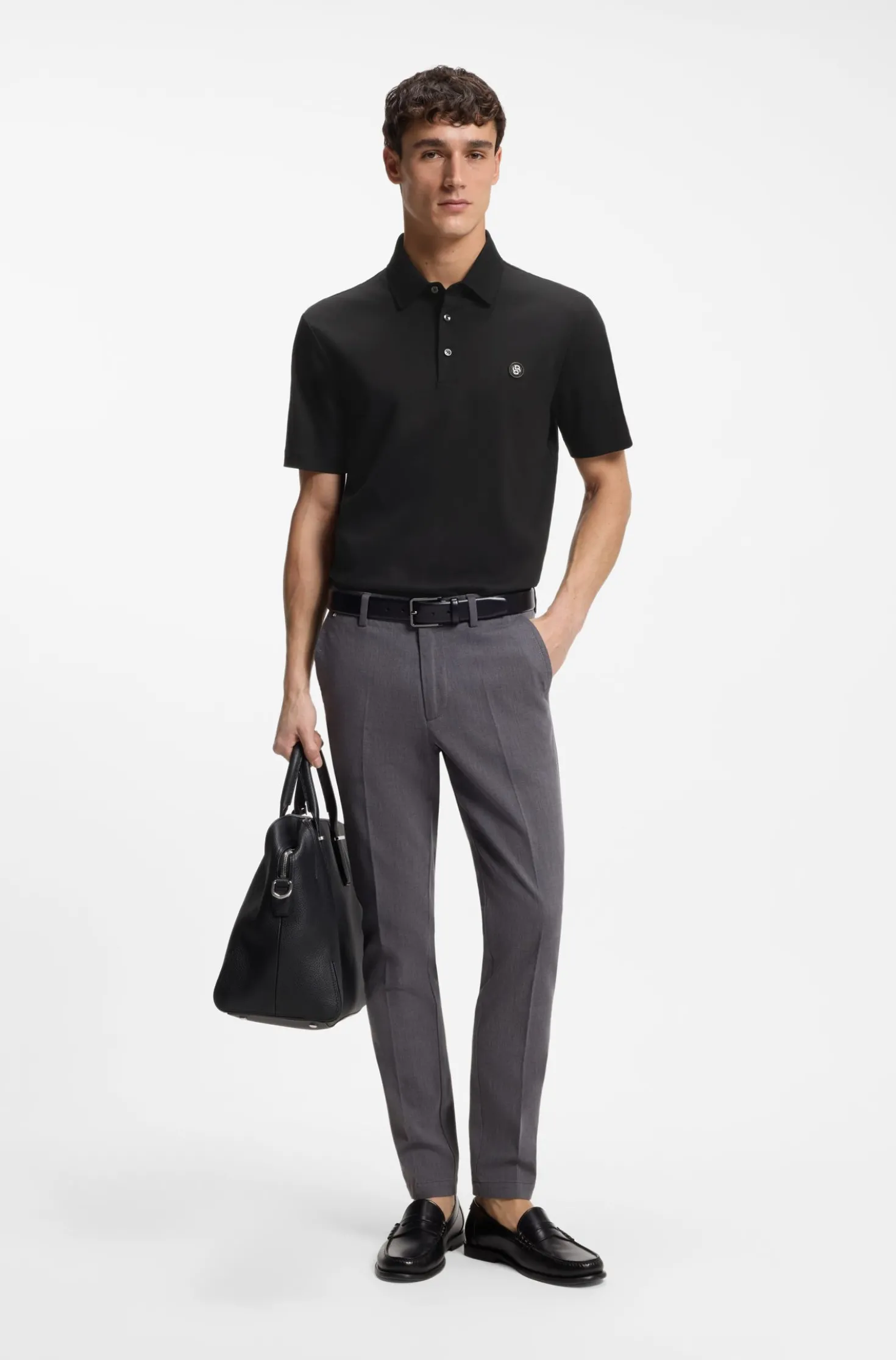 Polo shirt in mercerised cotton with Double B monogram
