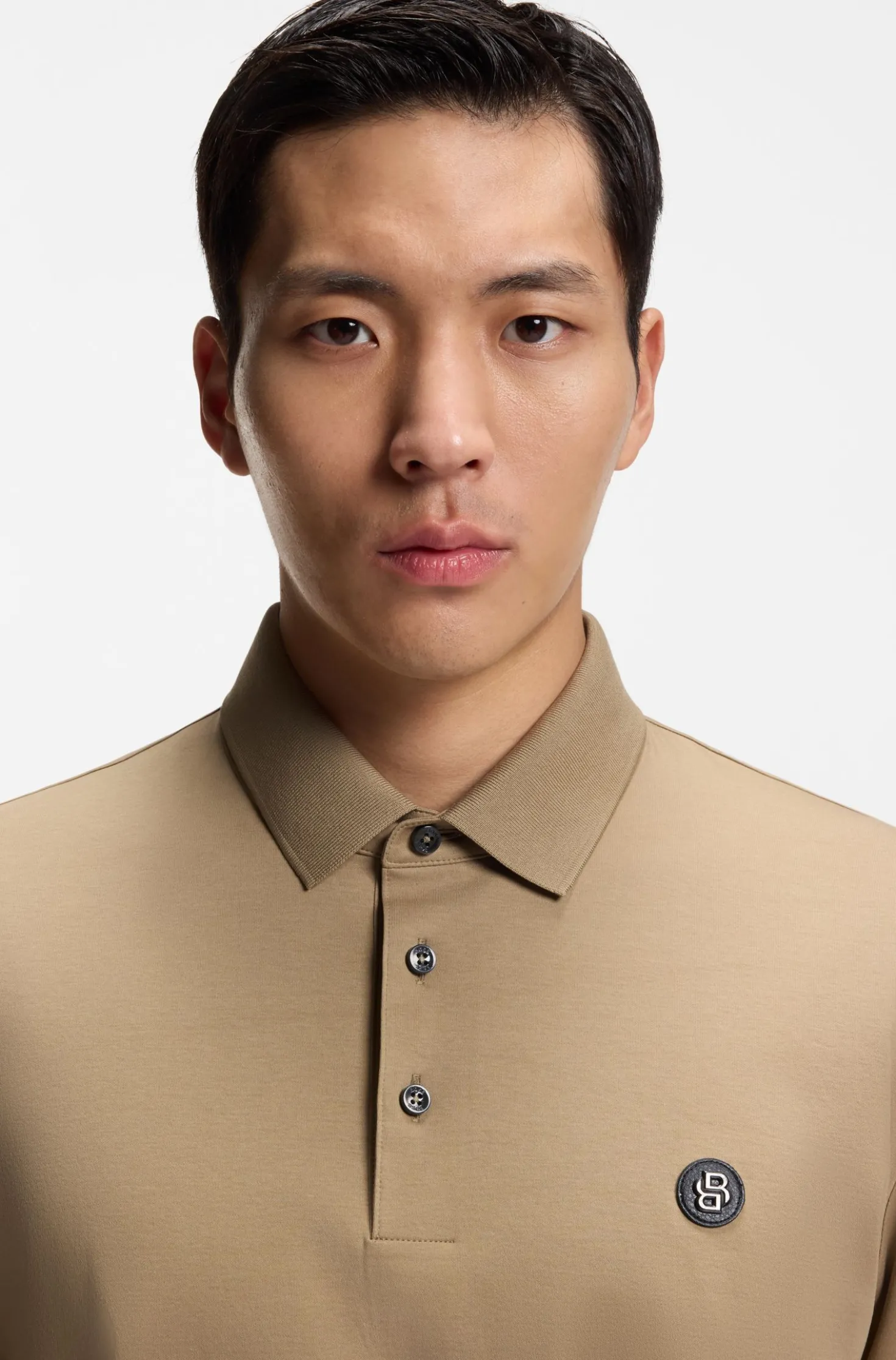 Polo shirt in mercerised cotton with Double B monogram