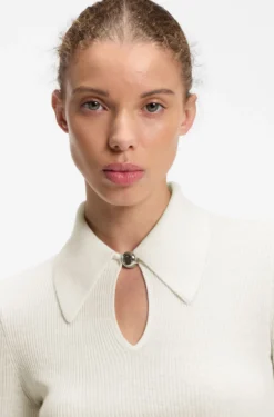 Polo sweater in a wool blend with cashmere