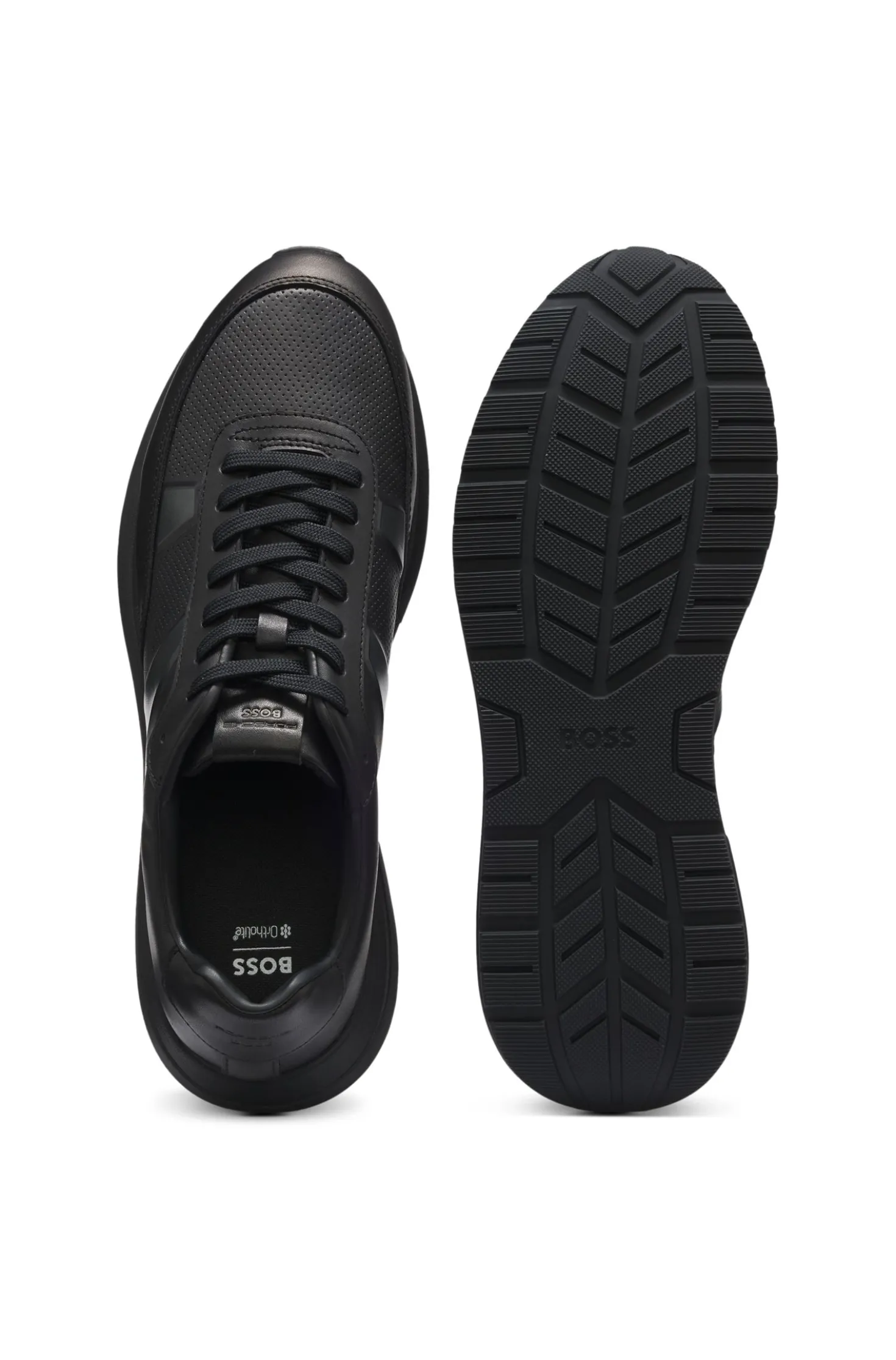 Porsche x BOSS leather trainers with perforated details