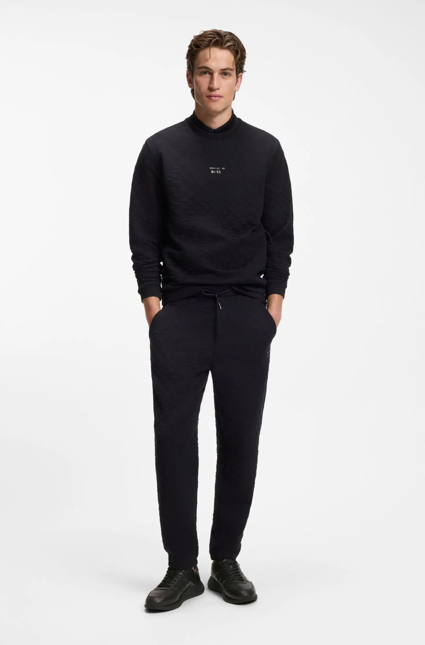 Porsche x BOSS leather trainers with perforated details
