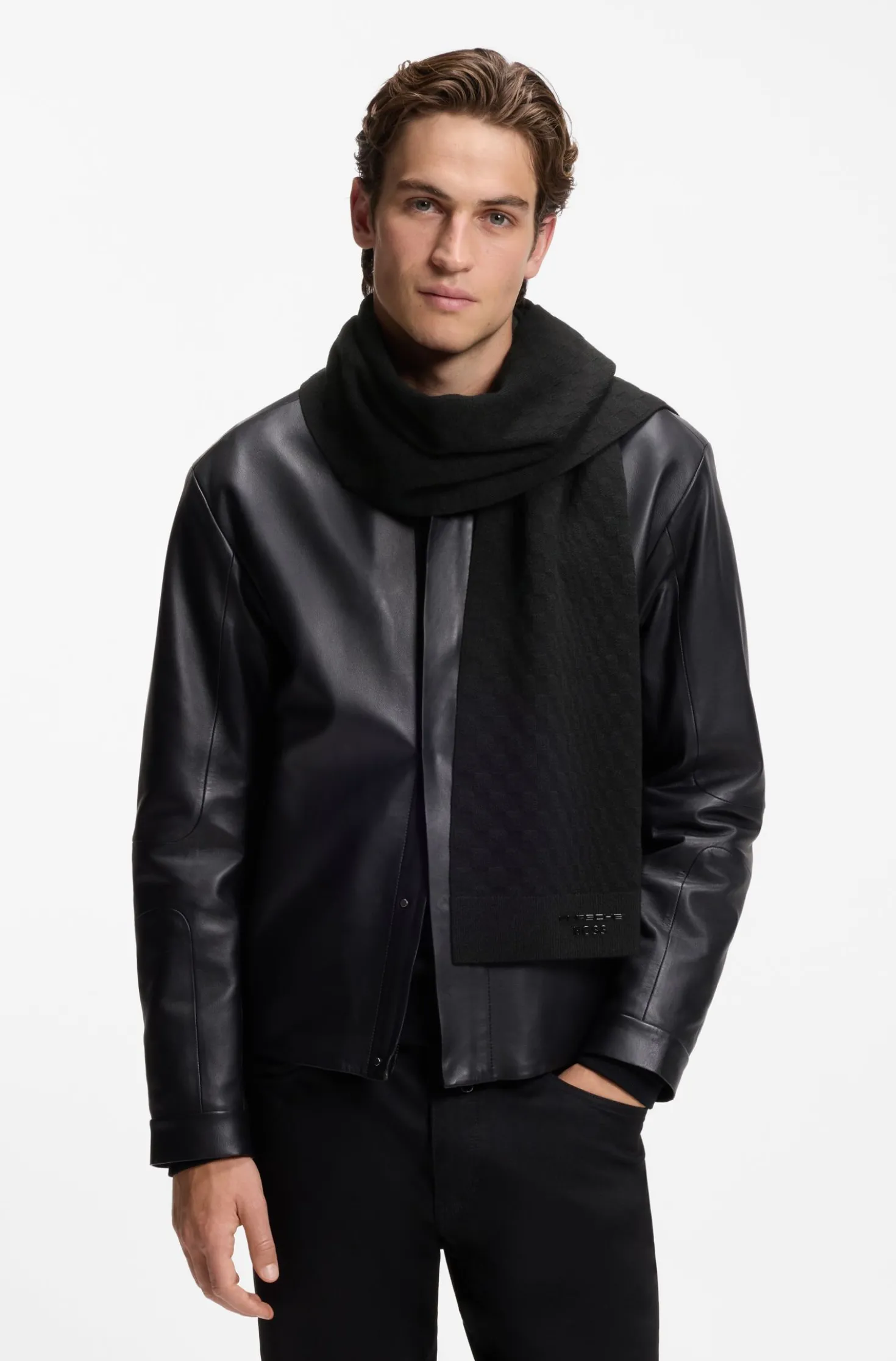 Porsche x BOSS scarf with Pasha check
