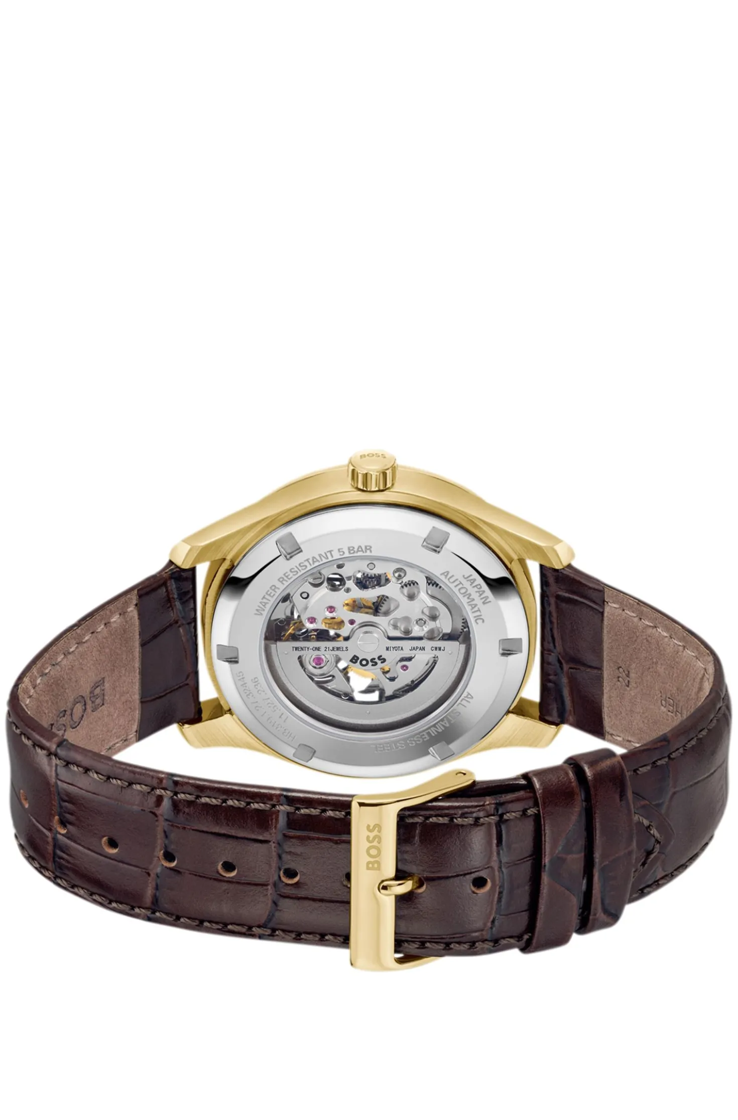 PRINCIPLE SKELETON Gold-tone automatic watch with skeleton dial