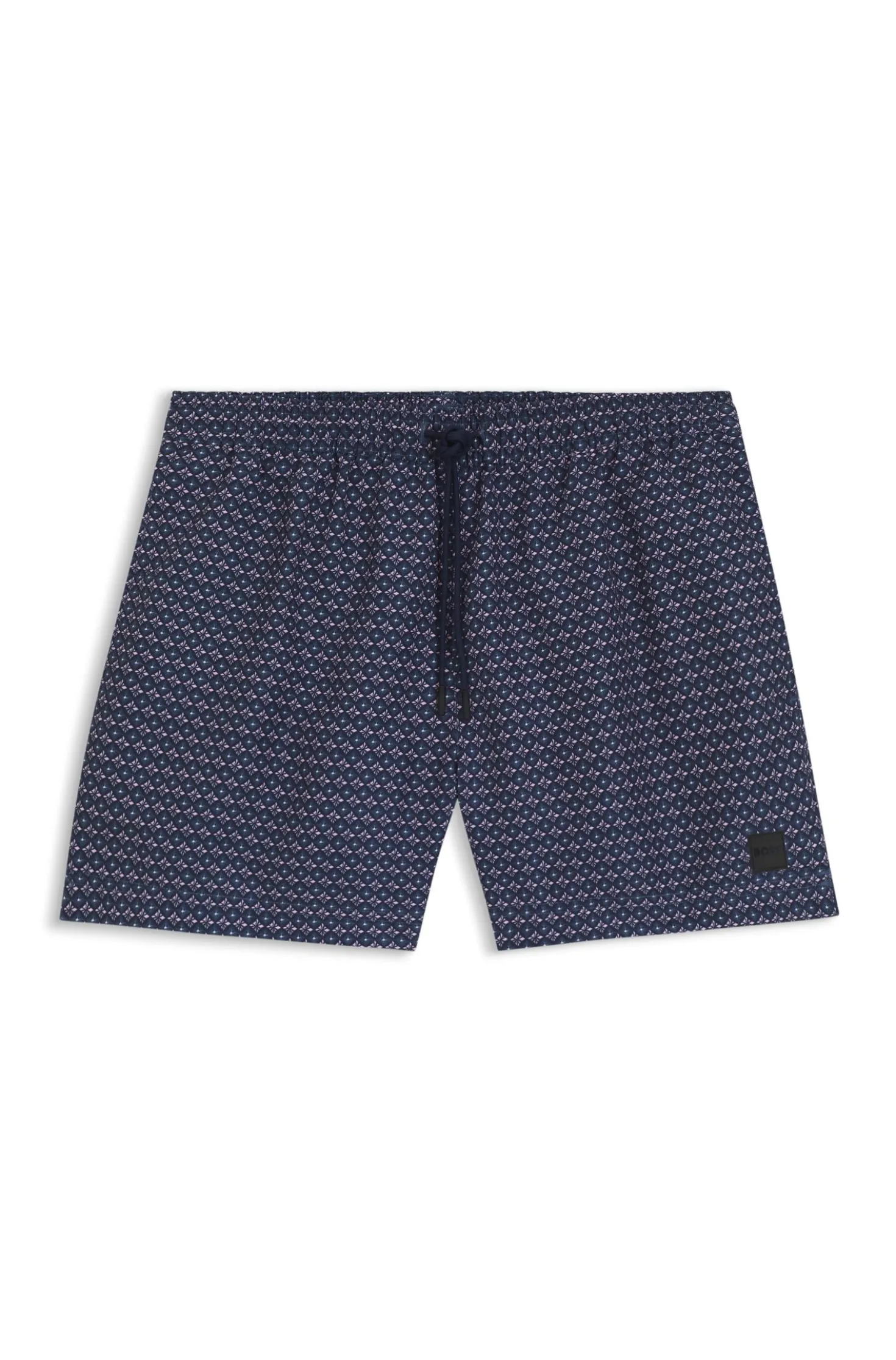 Printed swim shorts with logo badge