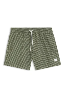 Printed swim shorts with logo badge