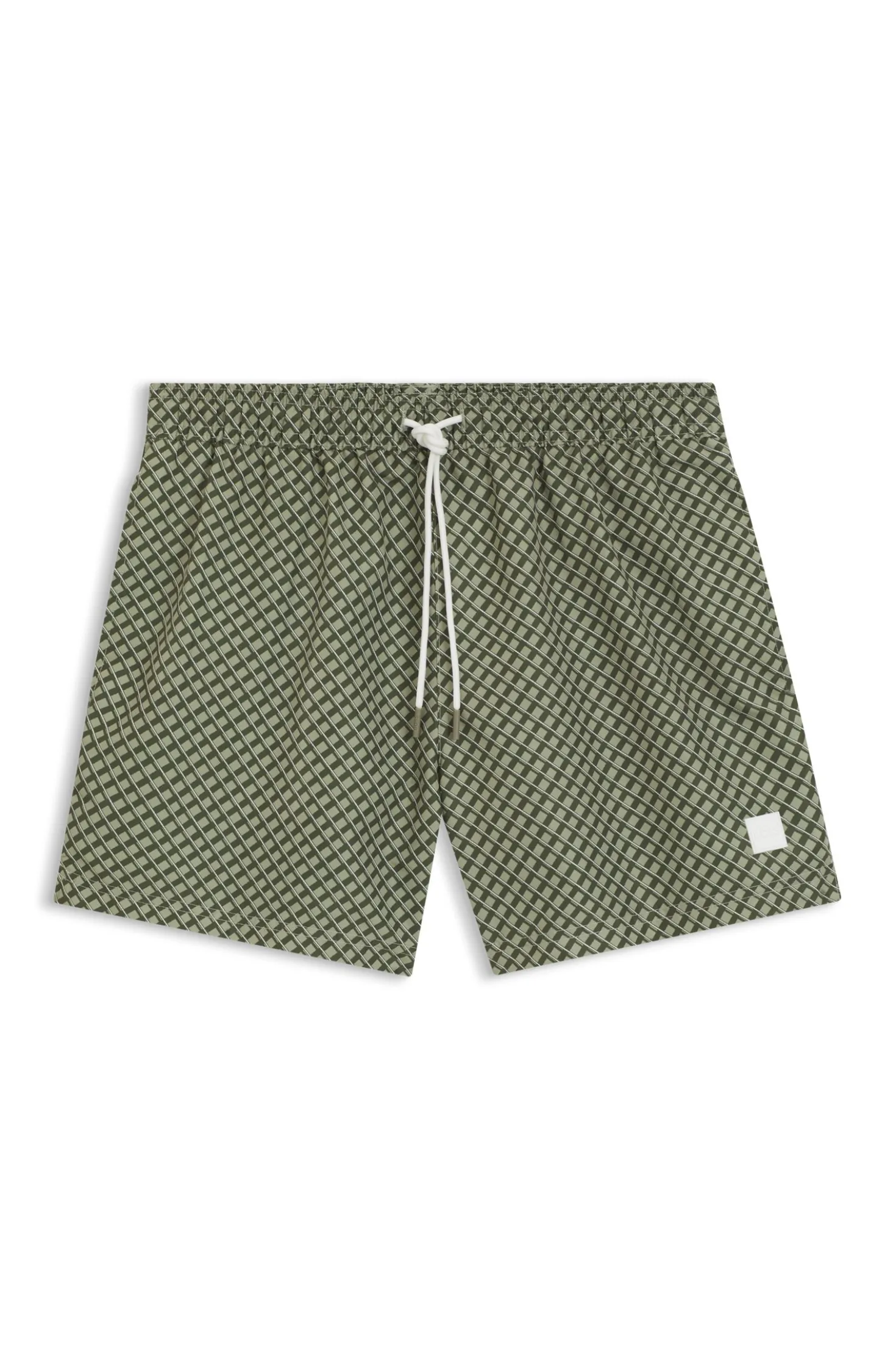 Printed swim shorts with logo badge