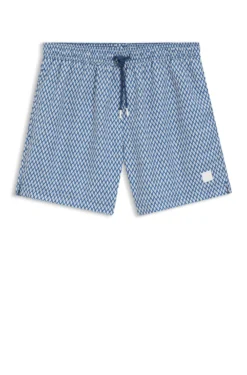 Printed swim shorts with logo badge