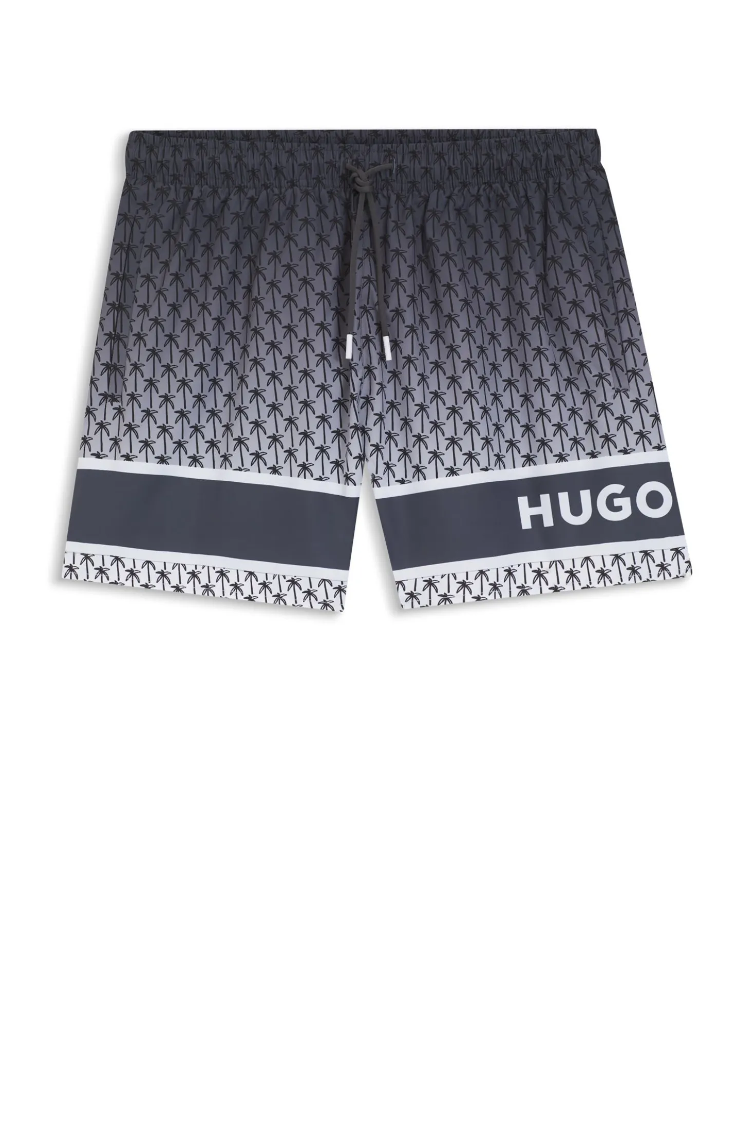 Printed swim shorts with stripe and logo