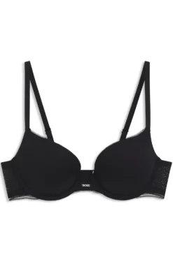 Push-up bra in microfibre with lace inserts