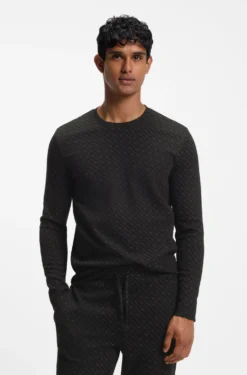 Pyjama top in a waffle-structured cotton blend