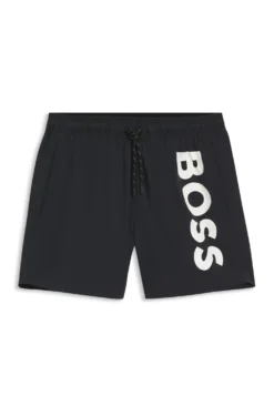 Quick-drying swim shorts with printed logo