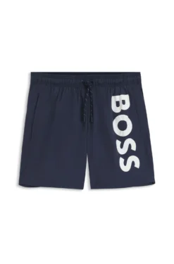 Quick-drying swim shorts with printed logo
