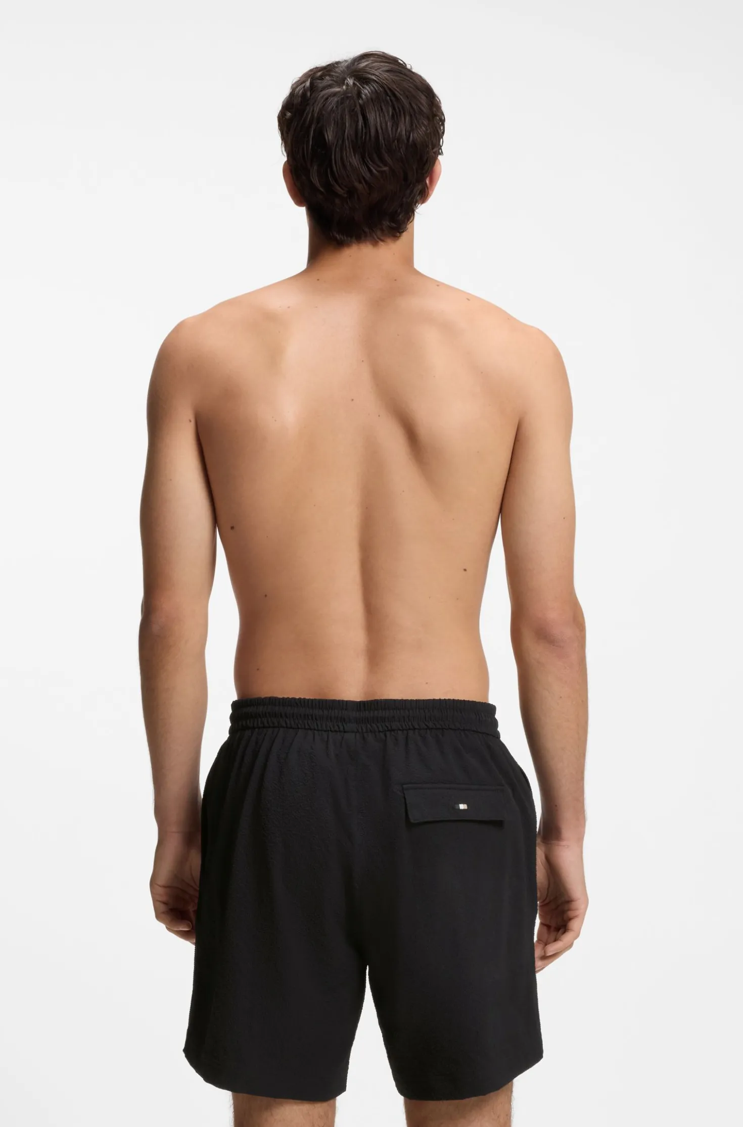 Quick-dry swim shorts in stretch seersucker