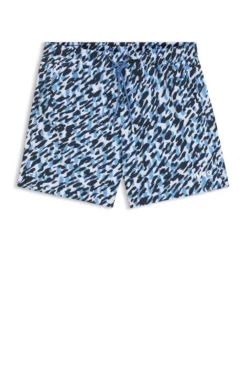 Quick-dry swim shorts with all-over print