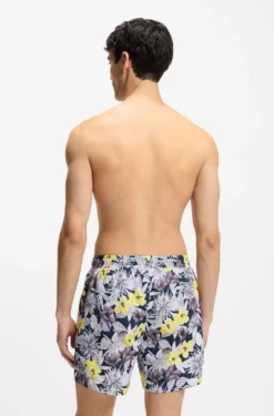 Quick-dry swim shorts with all-over print