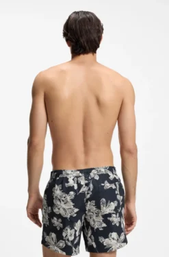 Quick-dry swim shorts with all-over print