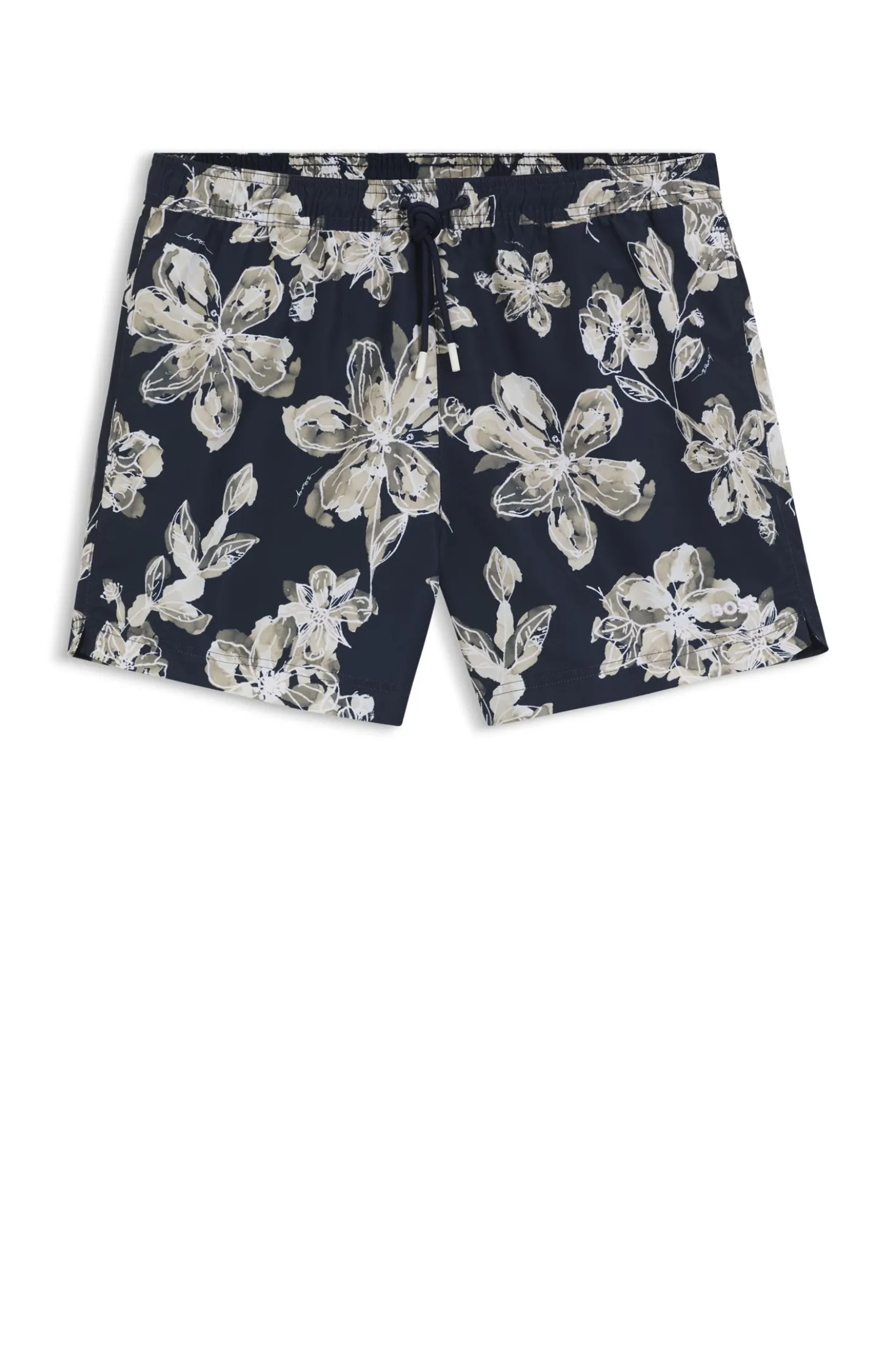 Quick-dry swim shorts with all-over print