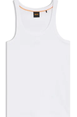 Racer-back tank top in stretch cotton